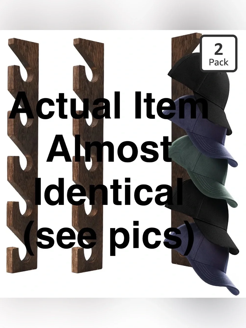 New 2PCS Wall Mounted Wooden Hat Rack for Baseball Caps - Solid Wood Organizer